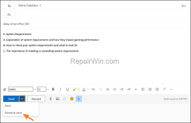 How to Schedule Email Sending in Office 365 Outlook