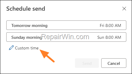 schedule send email - outlook 365