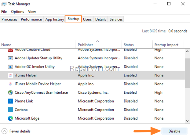 Disable Unnecessary Startup programs