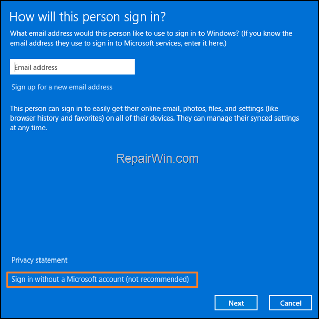 FIX: Sign in with a local account instead is Missing