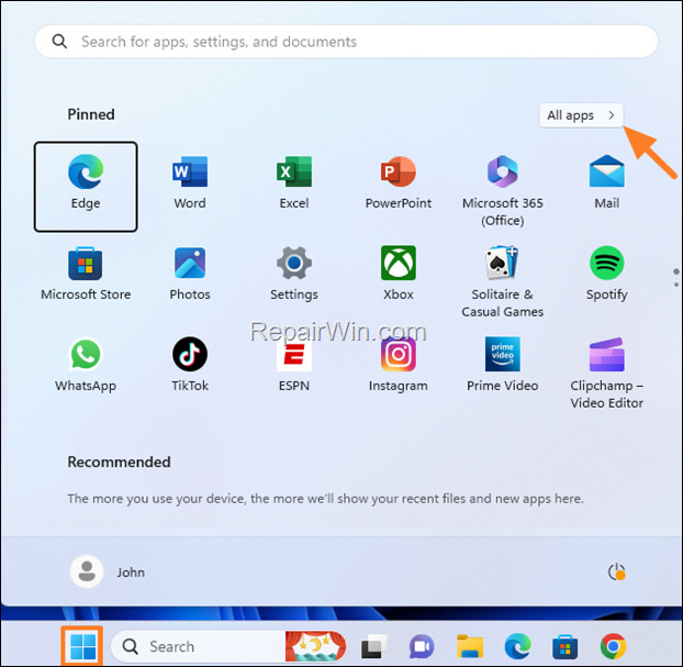 Create Desktop Shortcuts from All Apps list.