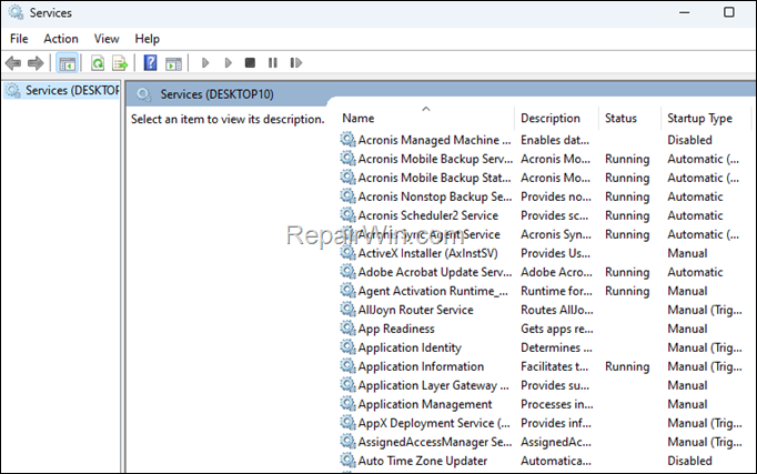 open service control manager on Remote computer