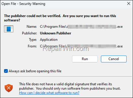FIX: Publisher could not be verified on Windows 10/11