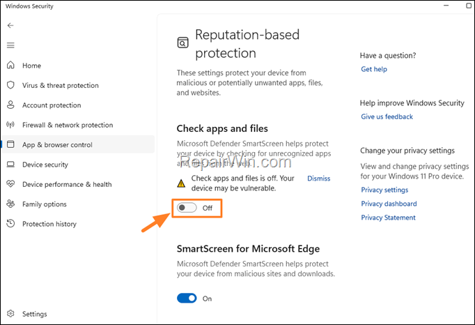 Reputation-based protection settings