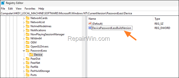 Enable Passwordless Sign-in in Registry.
