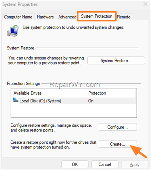 How to Create a System Restore Point on Windows.