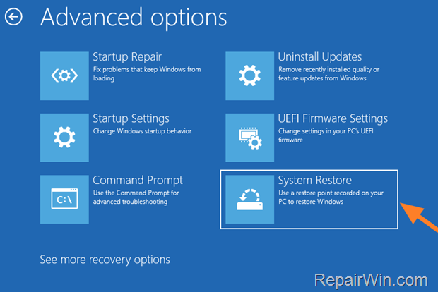 System Restore WinRE