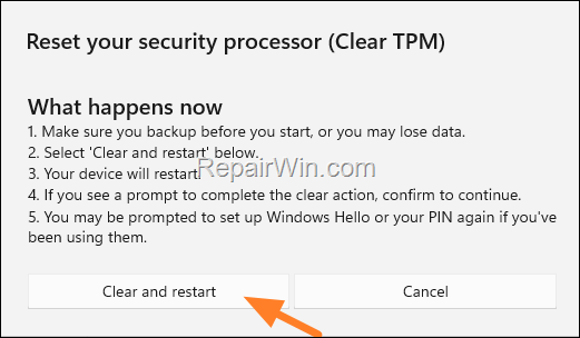 Reset TPM (Clear TPM)