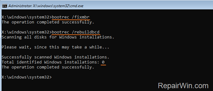 Fix Boot Configuration Data - Legacy