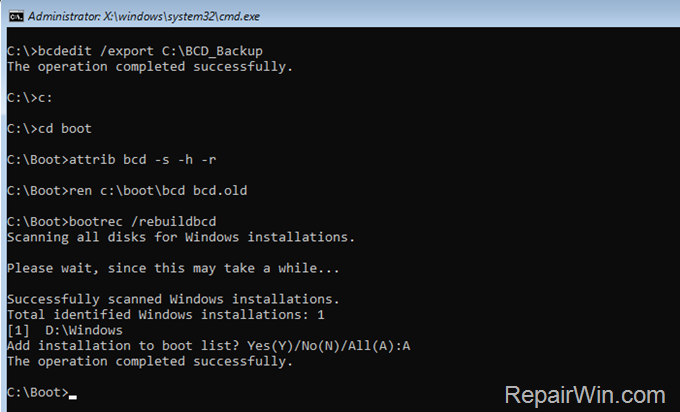Fix Windows 10 Won't boot - Legacy