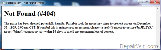 Pastebin.com Not Found (#404). This paste has been deemed potentially harmful.