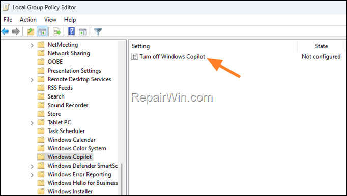 disable windows 11 copilot - group policy