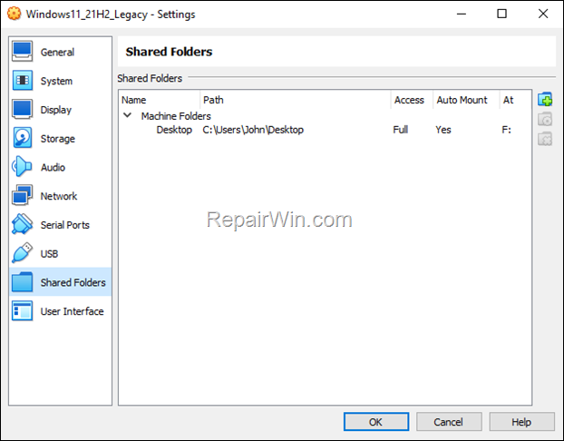 share folders in virtualbox guest machine