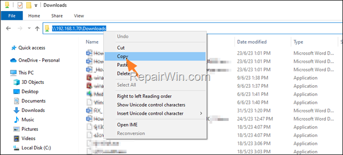network folder path