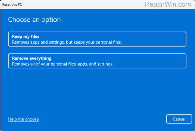 Windows 11 - Reset this PC