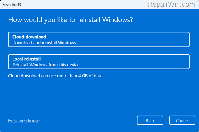 reset windows 11