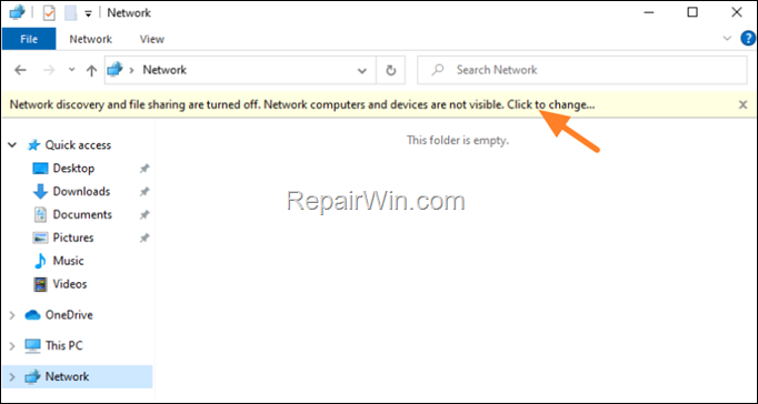 network discovery is turned off