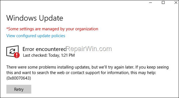 FIX: KB5034441 fails to install with error 0x80070643