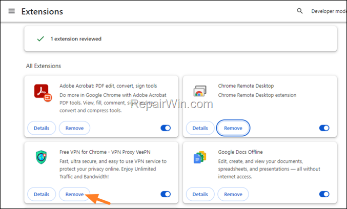 remove chrome extensions