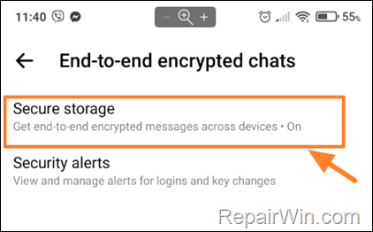 turn off secure storage