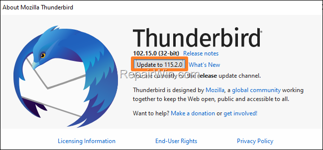 update thunderbird