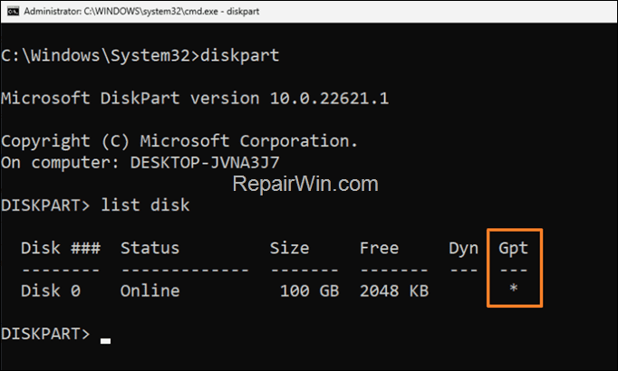 gpt partition style