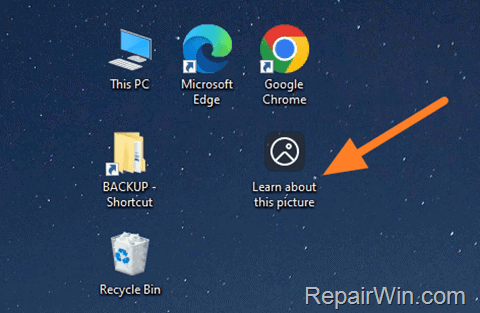 How to Remove "Learn about this picture" icon on Windows 10.