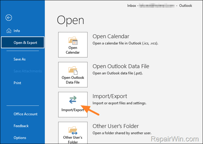 outlook import-export