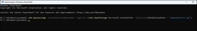 install windows security powershell