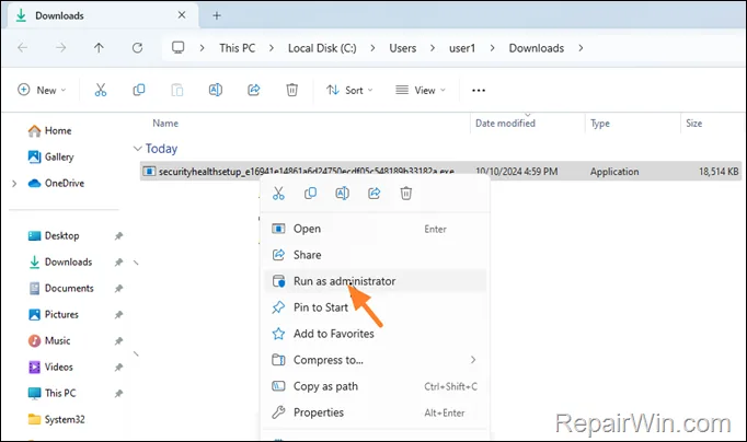 Reinstall Windows Security using 
