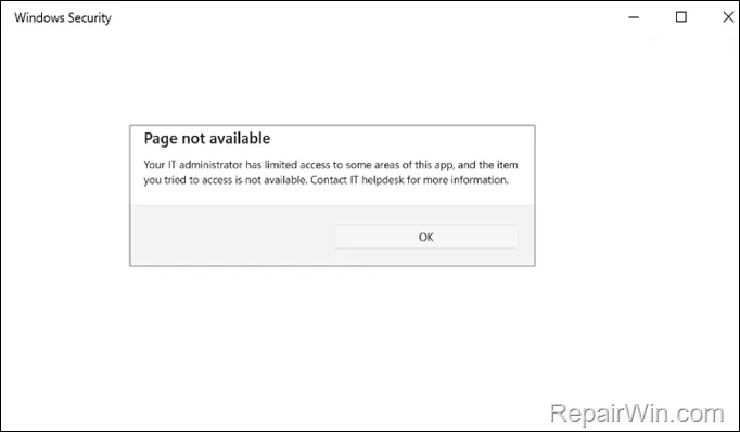 FIX: Windows Security Blank screen