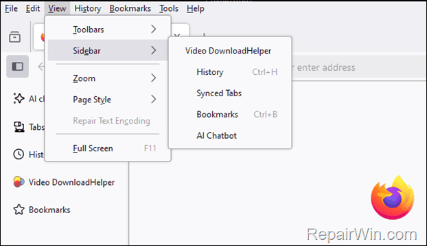 How to Close Sidebar in Firefox.