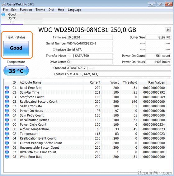 CrystalDiskInfo - Hard Drive Diagnostic Tool