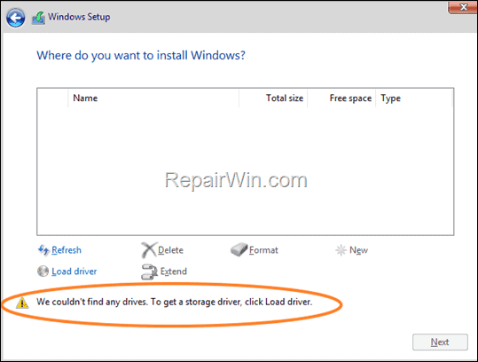 FIX: Windows Setup cannot find NVMe disk.