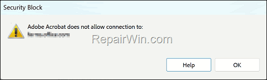 Adobe Acrobat does not allow connection to URL
