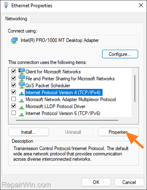 Internet Protocol Version 4 (TCP/IPv4) Properties