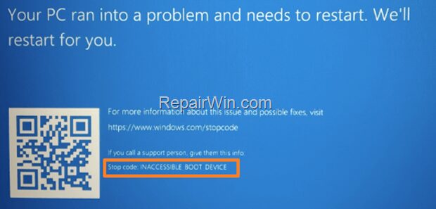 FIX Inaccessible Boot Device BSOD after Windows or BIOS Update.